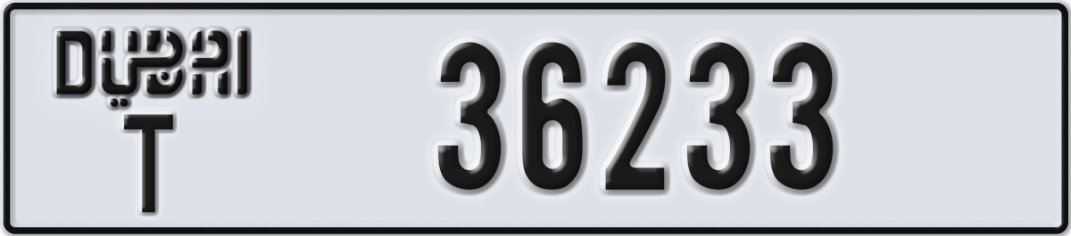 dubai License Plate Number 36233 Code T