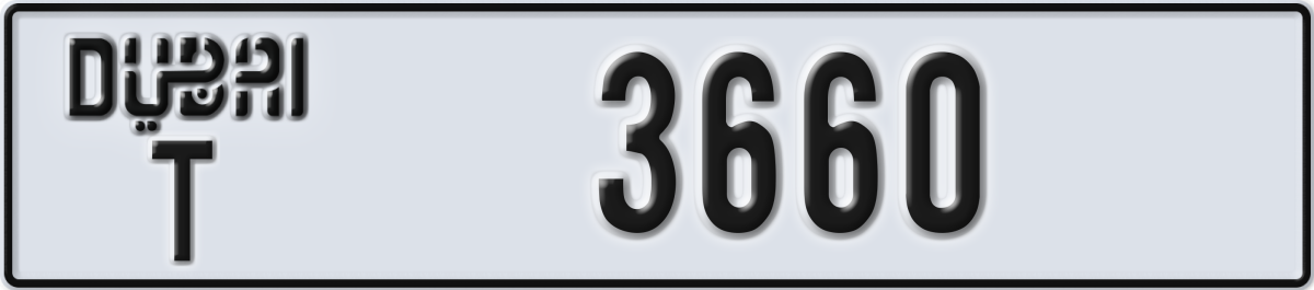 dubai License Plate Number 3660 Code T