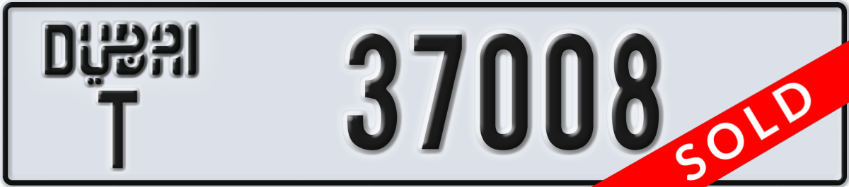 dubai License Plate Number 37008 Code T