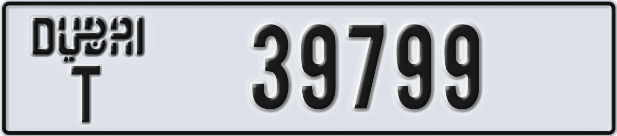 dubai License Plate Number 39799 Code T