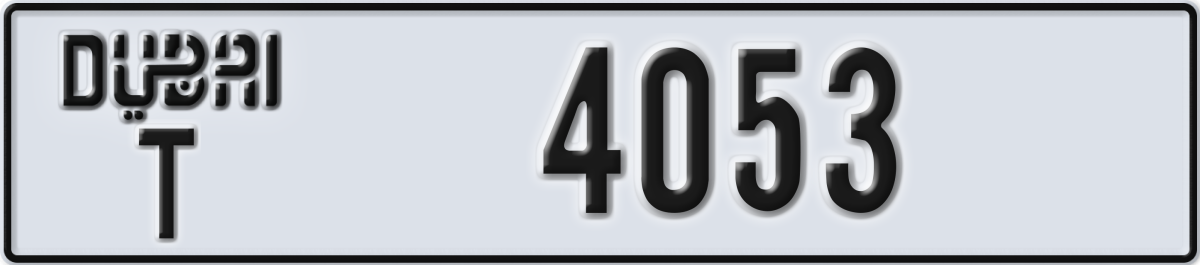 dubai License Plate Number 4053 Code T