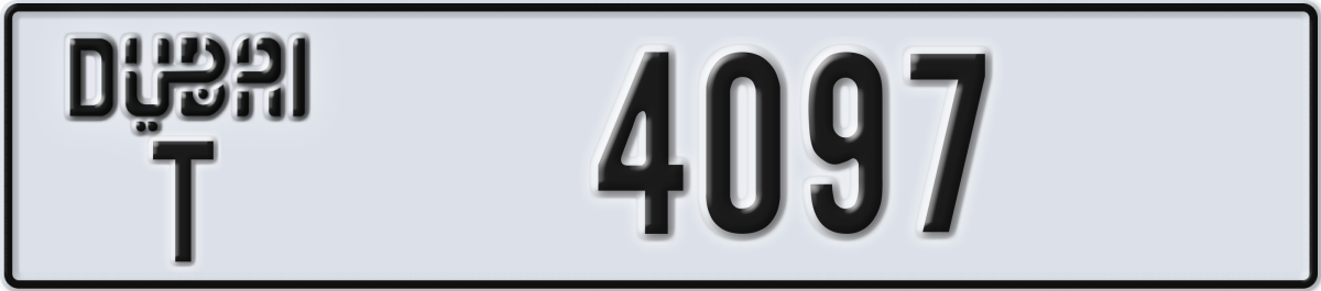 dubai License Plate Number 4097 Code T