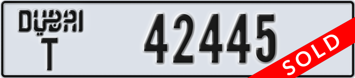 dubai License Plate Number 42445 Code T