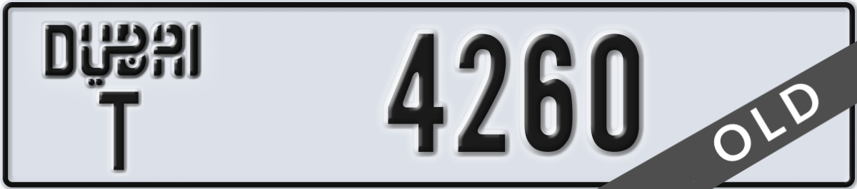 dubai License Plate Number 4260 Code T