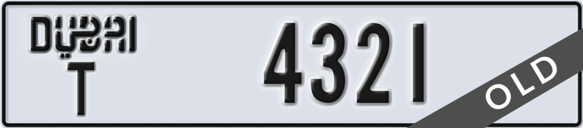dubai License Plate Number 4321 Code T