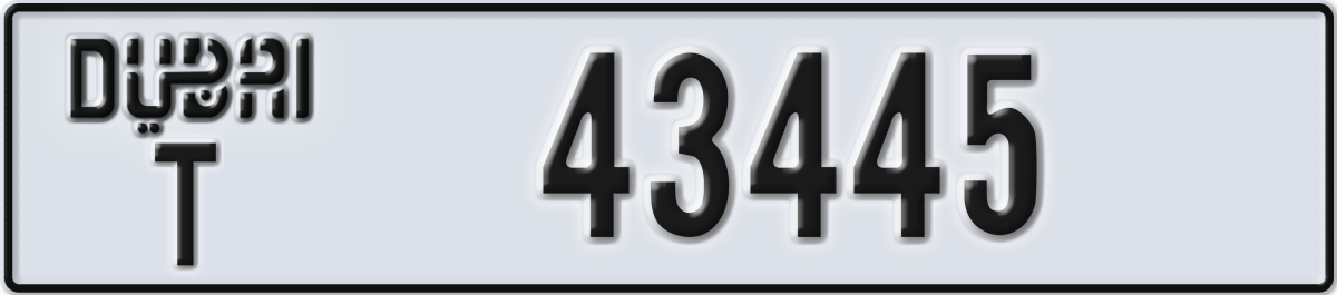 dubai License Plate Number 43445 Code T
