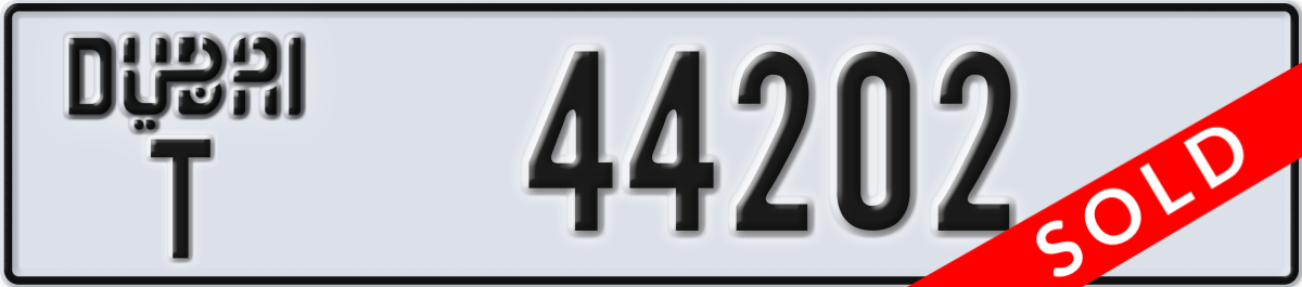 dubai License Plate Number 44202 Code T