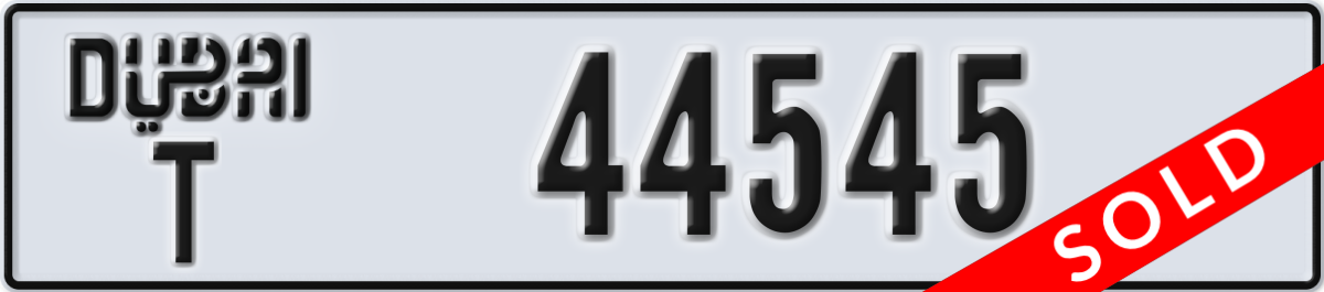dubai License Plate Number 44545 Code T