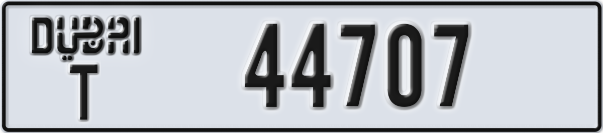 dubai License Plate Number 44707 Code T