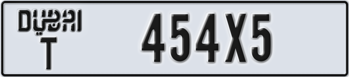 dubai License Plate Number 454X5 Code T