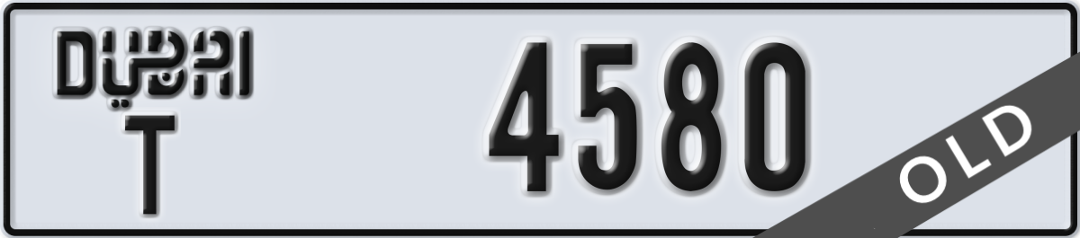 dubai License Plate Number 4580 Code T