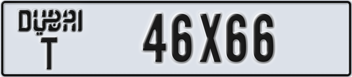 dubai License Plate Number 46X66 Code T