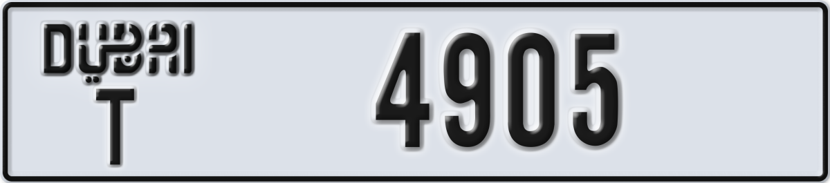 dubai License Plate Number 4905 Code T