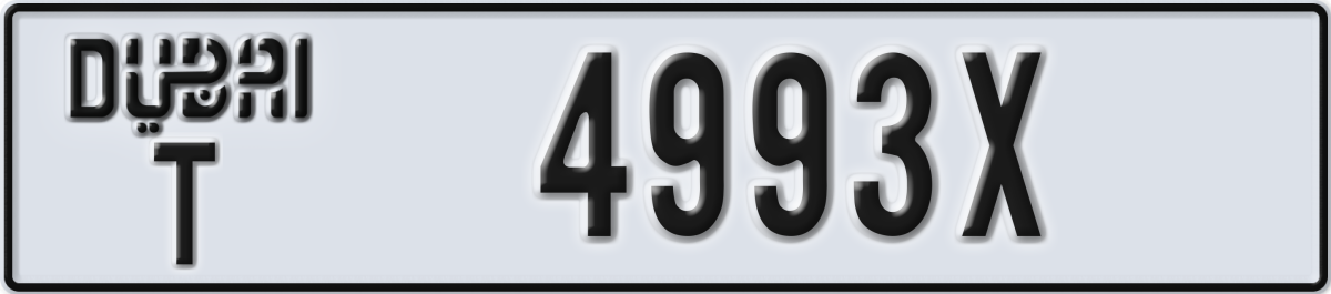 dubai License Plate Number 4993X Code T
