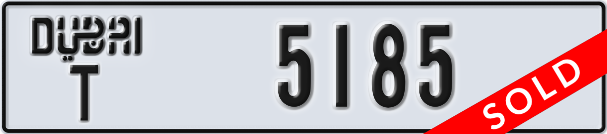dubai License Plate Number 5185 Code T
