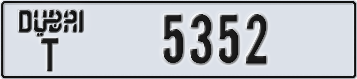 dubai License Plate Number 5352 Code T