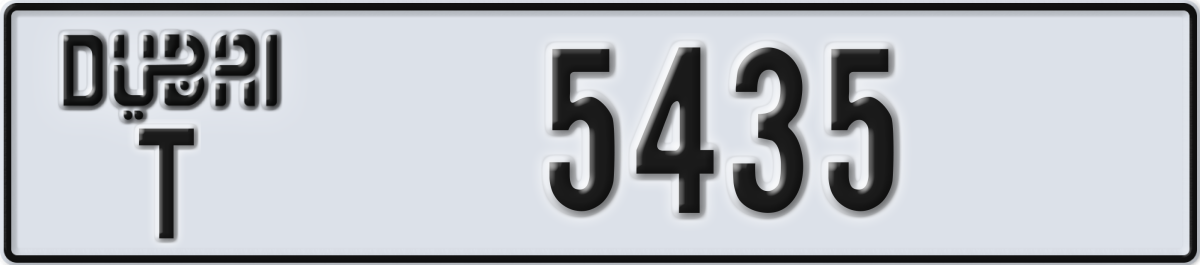 dubai License Plate Number 5435 Code T