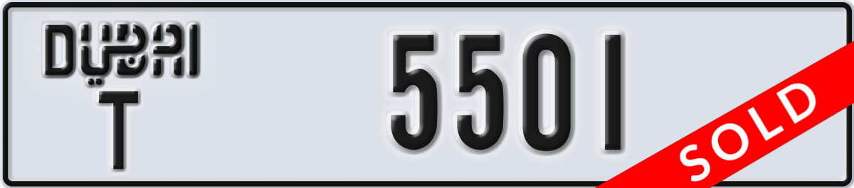 dubai License Plate Number 5501 Code T