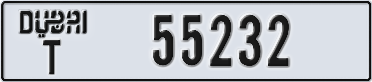 dubai License Plate Number 55232 Code T