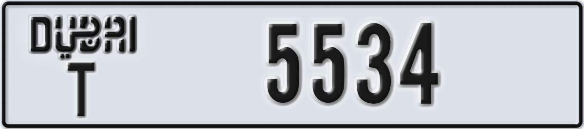 dubai License Plate Number 5534 Code T