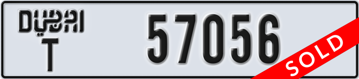 dubai License Plate Number 57056 Code T