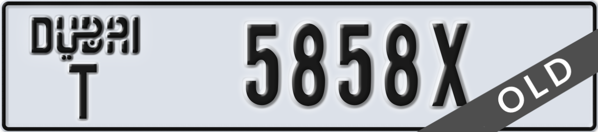 dubai License Plate Number 5858X Code T