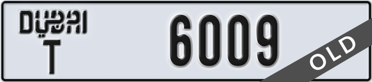 dubai License Plate Number 6009 Code T