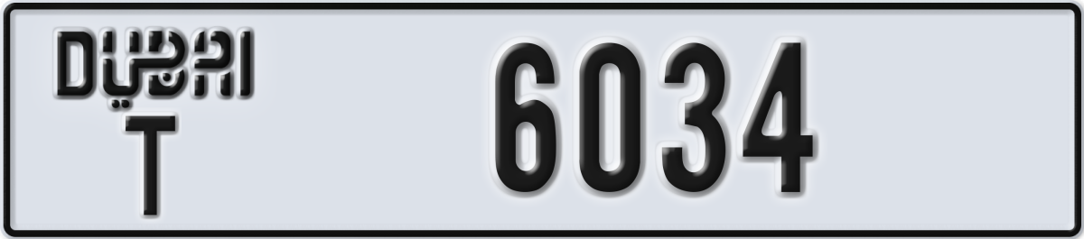 dubai License Plate Number 6034 Code T