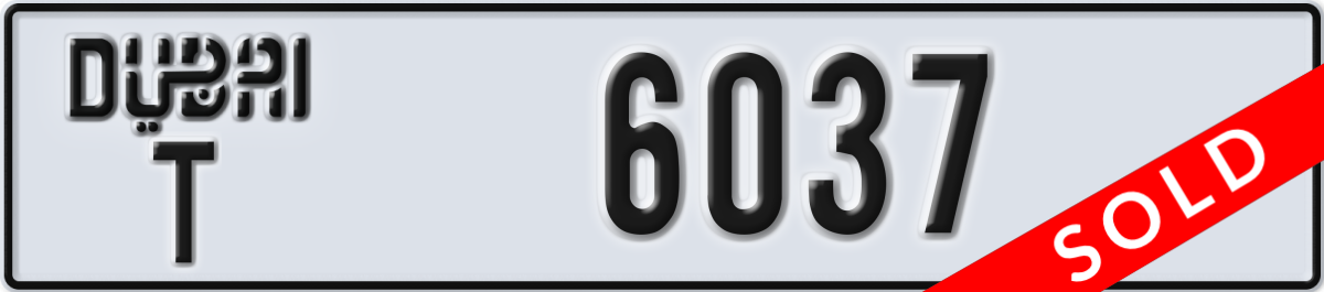 dubai License Plate Number 6037 Code T