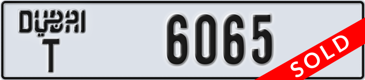 dubai License Plate Number 6065 Code T
