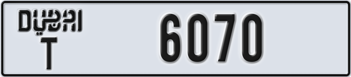 dubai License Plate Number 6070 Code T