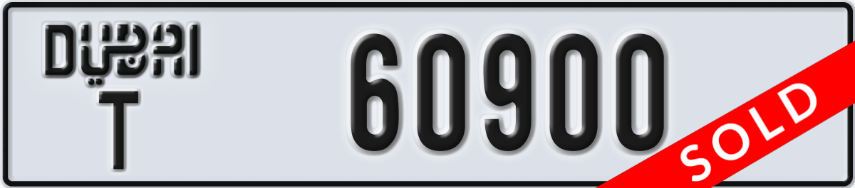 dubai License Plate Number 60900 Code T