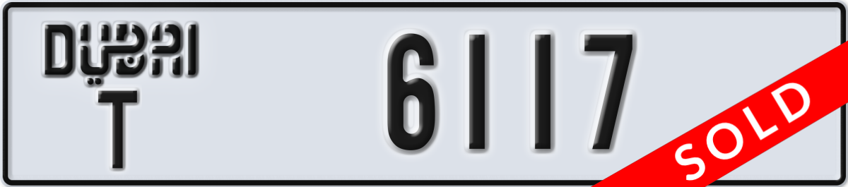 dubai License Plate Number 6117 Code T