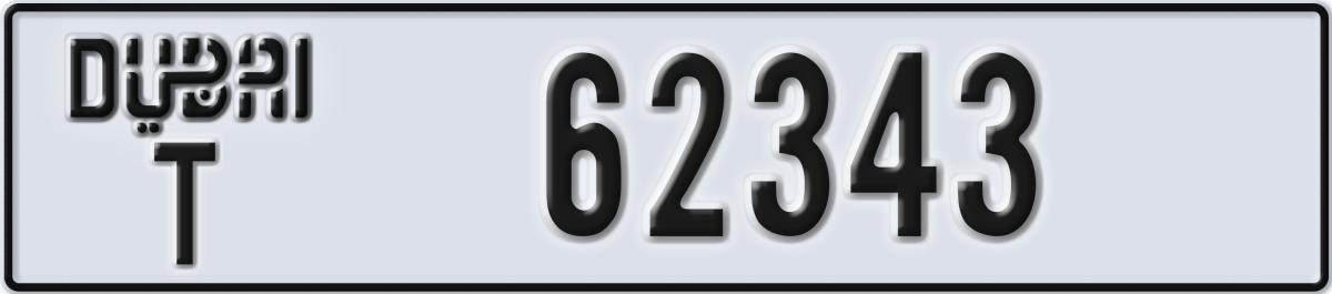 dubai License Plate Number 62343 Code T