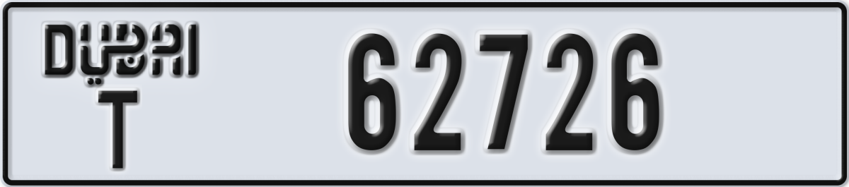 dubai License Plate Number 62726 Code T