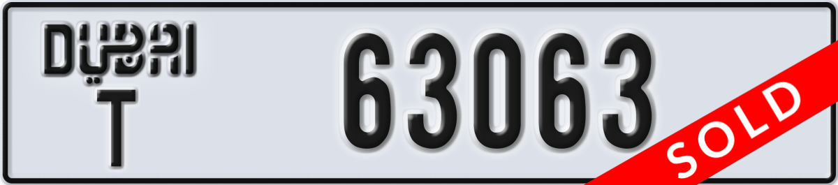 dubai License Plate Number 63063 Code T