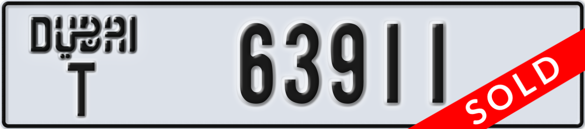 dubai License Plate Number 63911 Code T