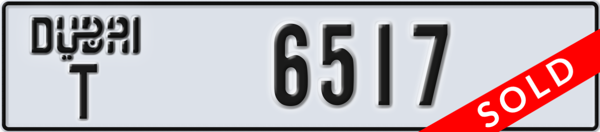 dubai License Plate Number 6517 Code T