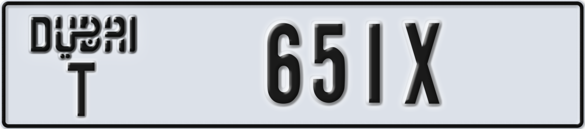 dubai License Plate Number 651X Code T