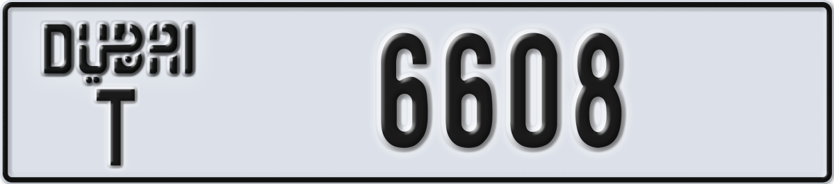 dubai License Plate Number 6608 Code T