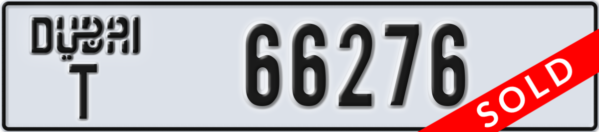 dubai License Plate Number 66276 Code T
