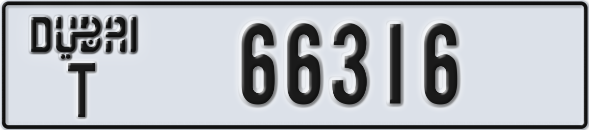 dubai License Plate Number 66316 Code T