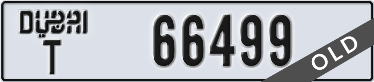 dubai License Plate Number 66499 Code T