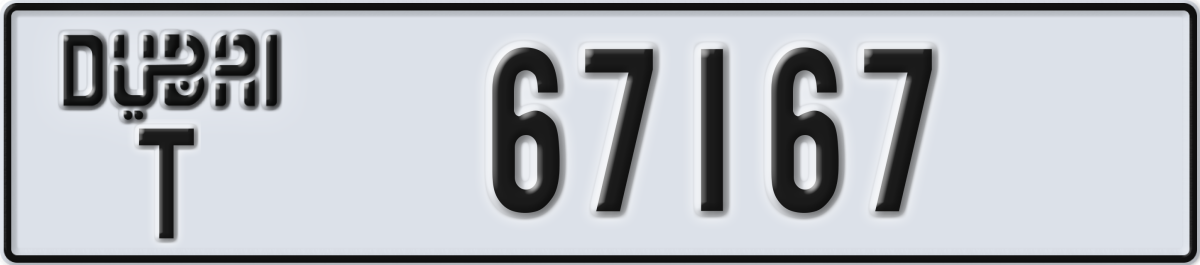 dubai License Plate Number 67167 Code T