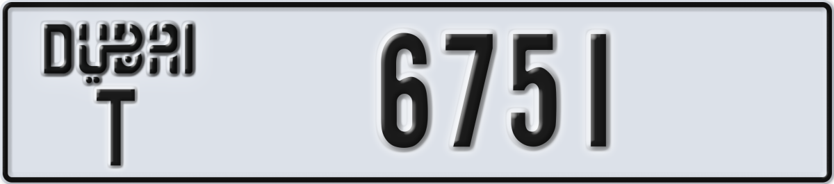 dubai License Plate Number 6751 Code T