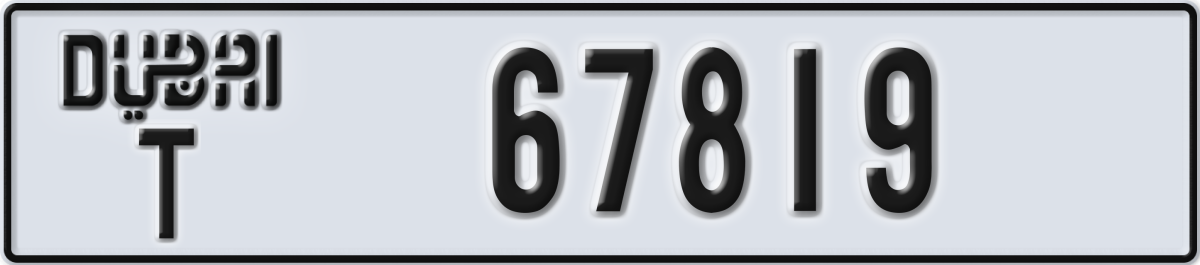 dubai License Plate Number 67819 Code T