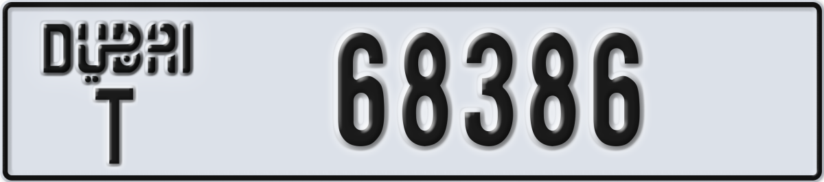 dubai License Plate Number 68386 Code T