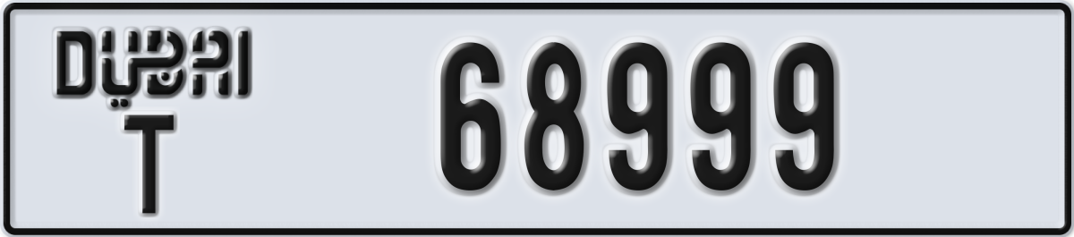 dubai License Plate Number 68999 Code T