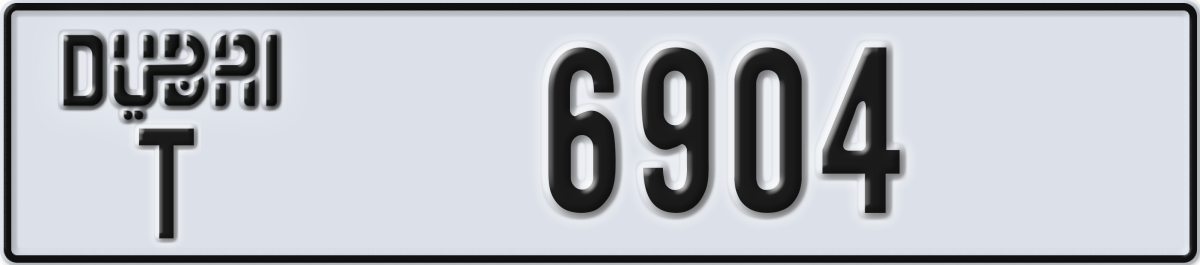 dubai License Plate Number 6904 Code T