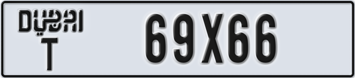 dubai License Plate Number 69X66 Code T